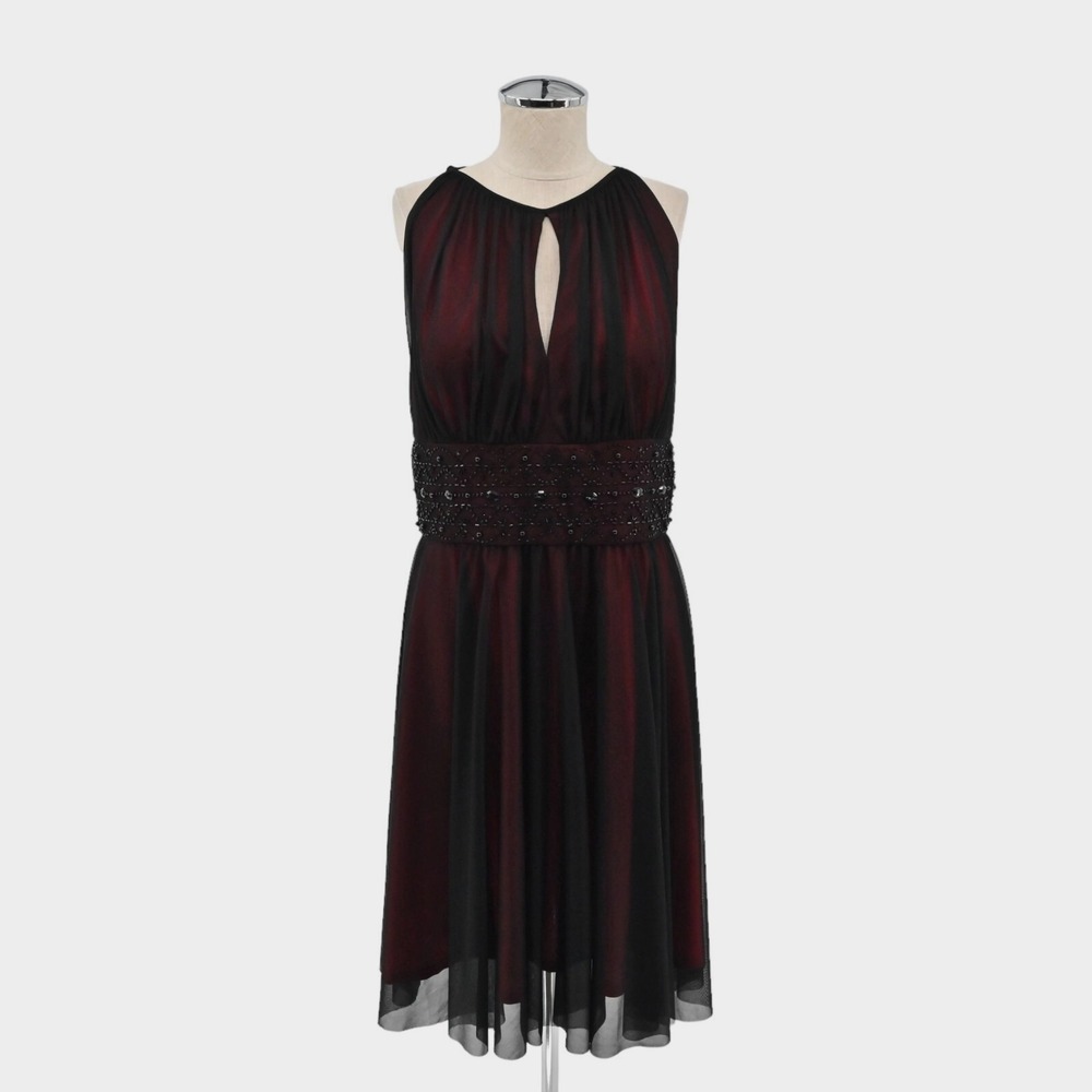 LA NOUVELLE RENAISSANCE Mesh Dress Size 10 Dark Romantic Black‎ Red Embellished